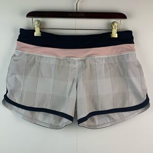 Lululemon Women Groovy Run Short Gingham Gray Pink Black Size 8 Training Running